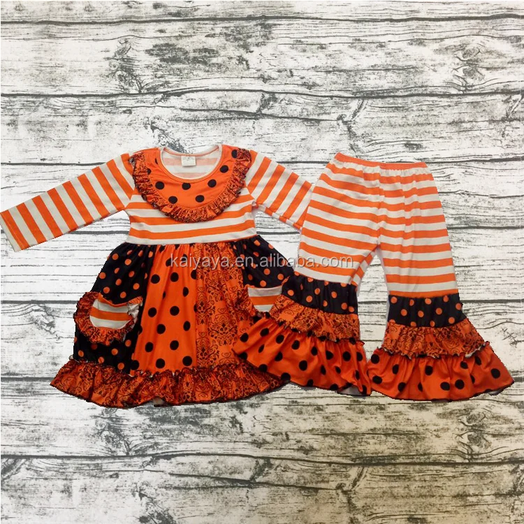 

Halloween Girls Boutique Clothing Baby Flutter Sleeves Top Icing Ruffle Set Kids Fall Outfits Design