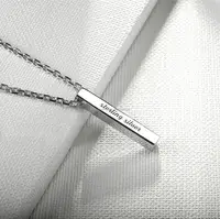 

factory price custom Engraved Women 925 Sterling Silver Personalized Inspirational Bar Pendant Necklace Jewelry