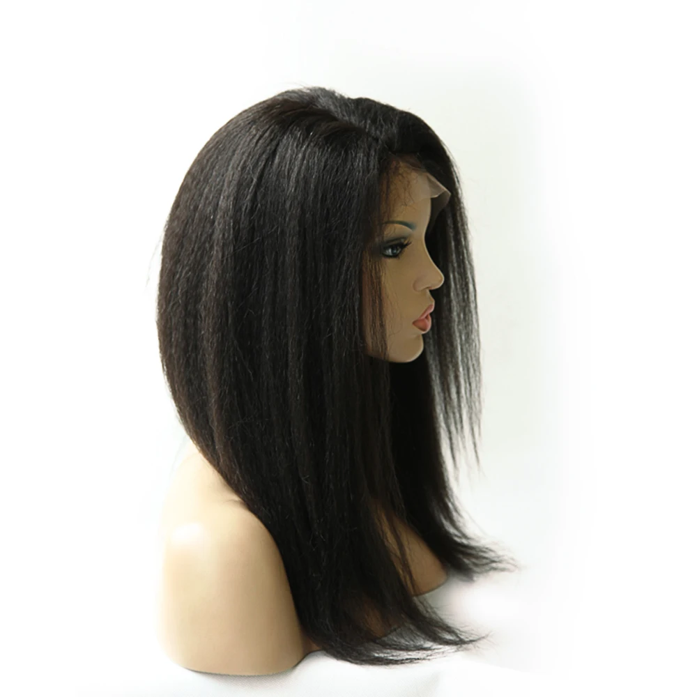 

unprocessed peruvian / brazilian original kinky straight lace front human hair wig, N/a
