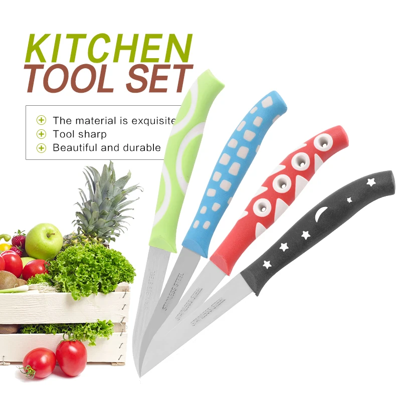 

12piece fruit knife set stainless steel knife color PP handle blister card