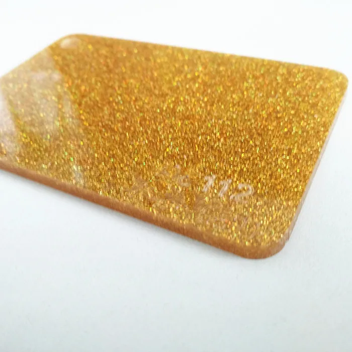 folha de acrílico cor de ouro Glitter