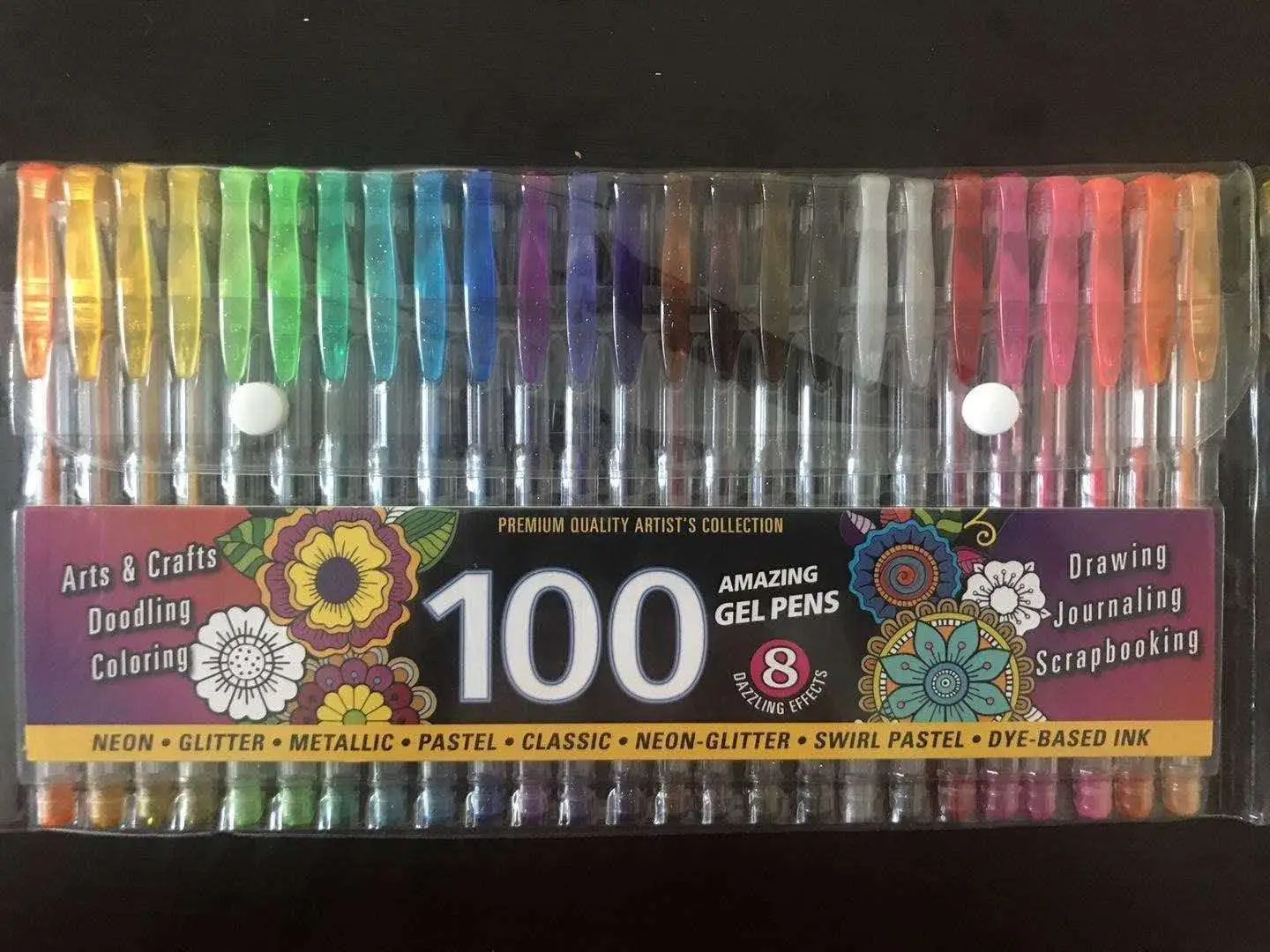 neon glitter gel pens