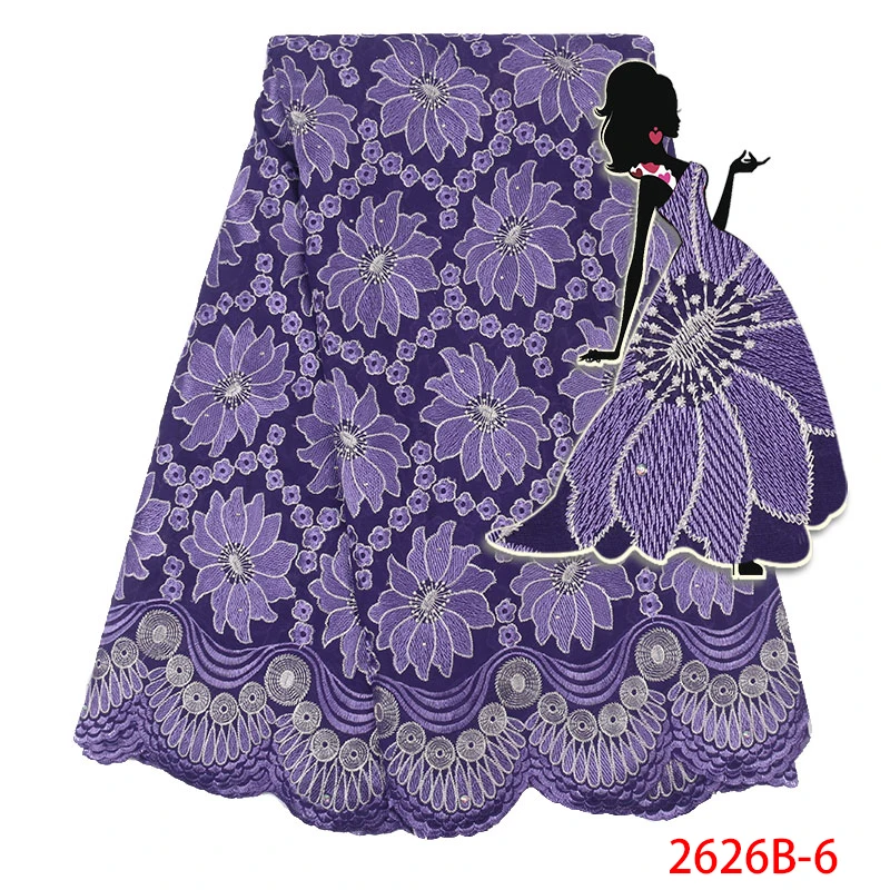 African Swiss Voile Lace in Switzerland Cotton Fabric Lace with Embroidery for Nigerian Women Dress XZ2626B