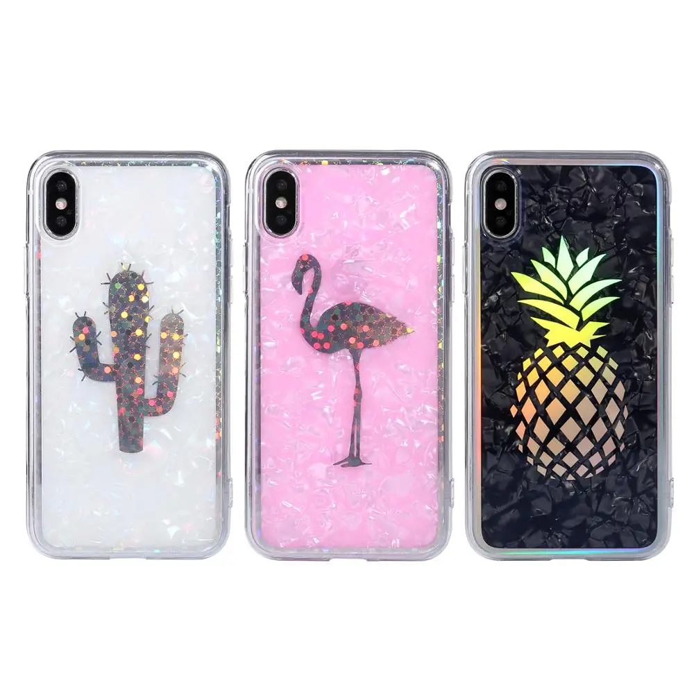 

Jary new arrival IMD shell phone case with cactus pineapple flamigo designs Shockproof Hybrid TPU Bling Glitter case