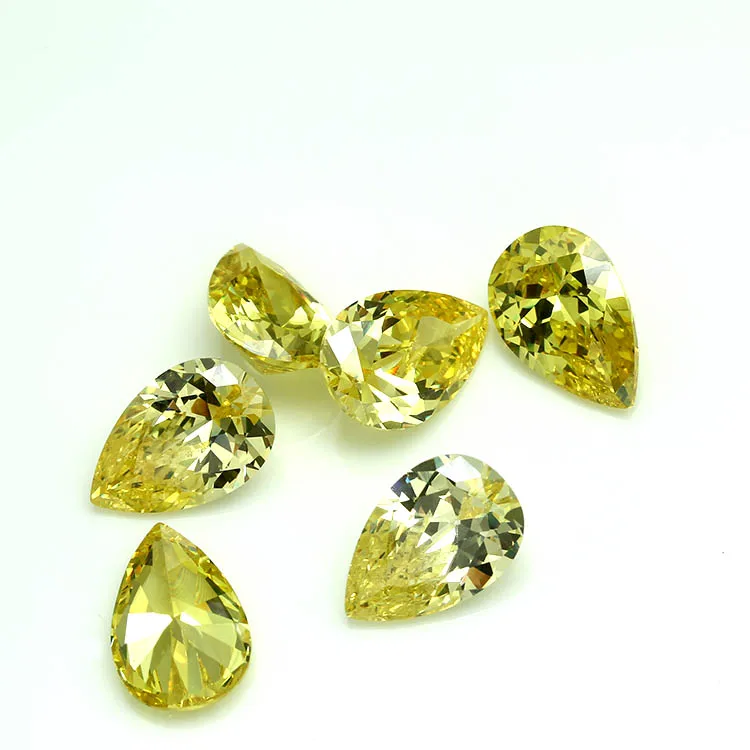 Loose Gemstone Pear Faceted Yellow Sapphire Cz Cubic Zirconia Stone ...