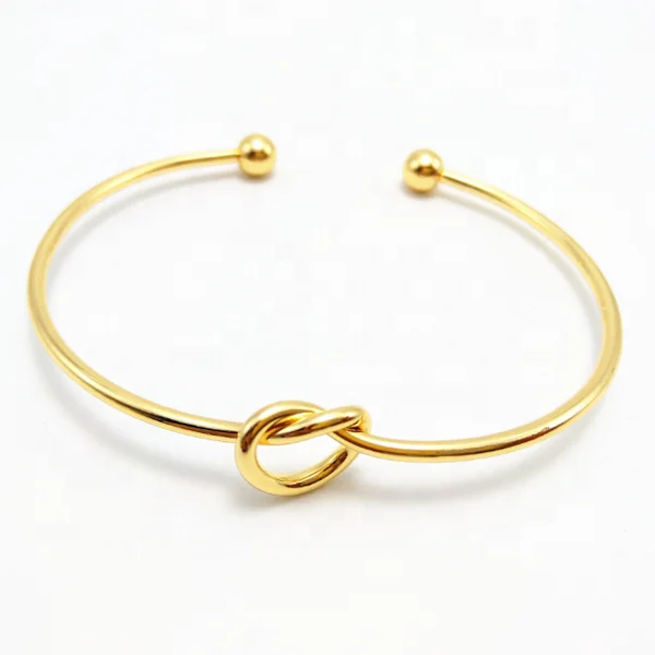 

Gold Silver Black Love Knot Bangle Bracelet Simple Knot Bangle Cuffs Bracelet for Women Girls, As pictures