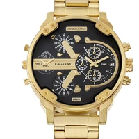 

Luxury Brand Golden Watches Men Retro Fashion 2 Time Zone Calendar Quartz Stainless Steel CAGARNY 6820 Men Wrist Watches Reloj
