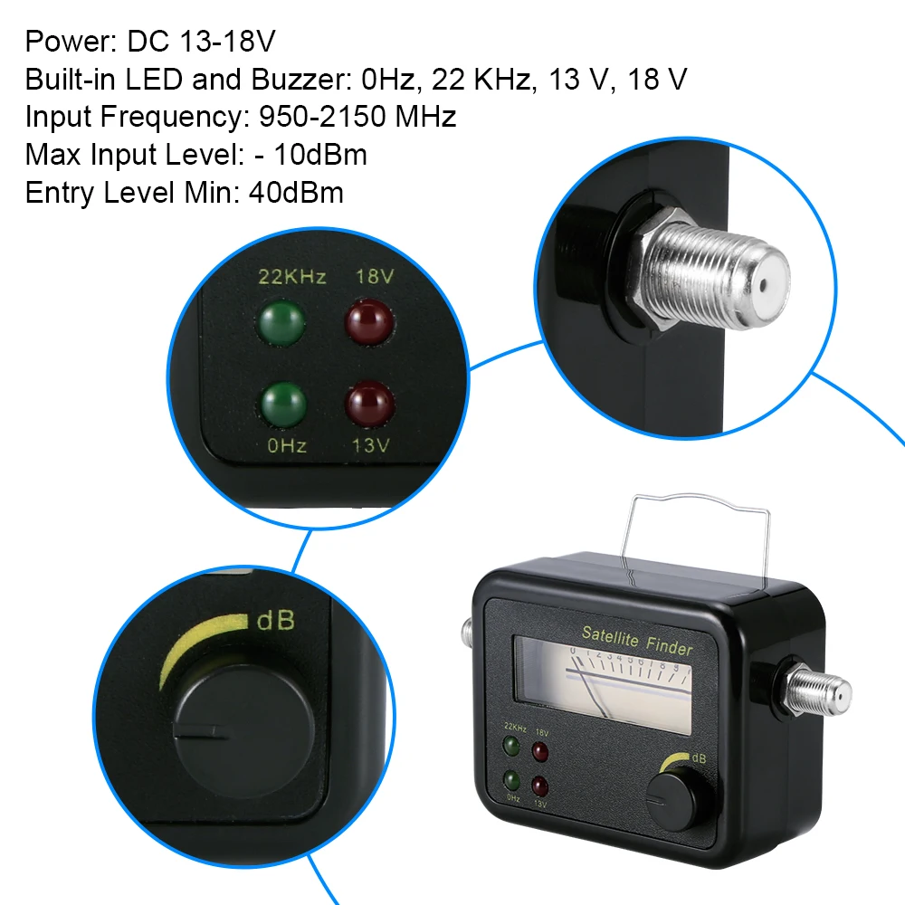 Hot Sale Led Light Satellite Finder Find Alignment Signal Meter Receptor For Sat Dish Digital Tv