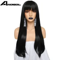 

Anogol Heat Resistant Synthetic Wig For Black With Bangs