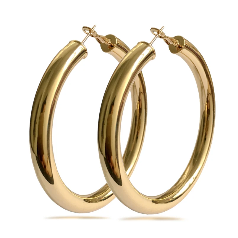 

Classic 70mm Diameter Fashion Hoop Earrings Gold Plated Big Wide Copper OEM Hoop Earrings Women, Gold,silver, rose gold
