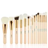 Free Shipping BEILI 15Pcs Pink Natural Goat Hair Foundation Blusher Eye Blending Contour Powder Liner Makeup Brush Set
