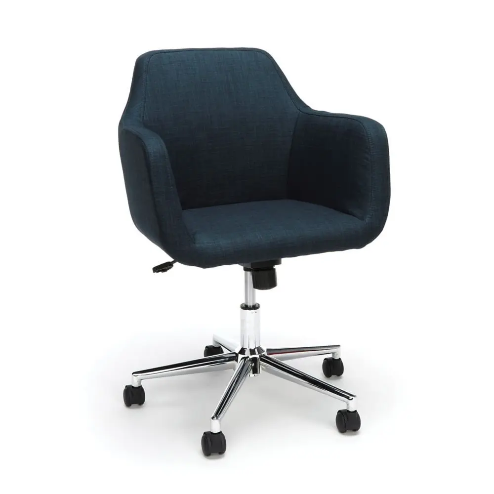Upholstered Office Chair Dimensions 24.75"W x 26"D x 32.75-35.50"H Seat Dimensions 16.75"Wx15.50"Dx17.50-20.25"H Back Dimensions 21.5"Wx15.5"H Weight 83 lbs - Blue Fabric/Chome Base