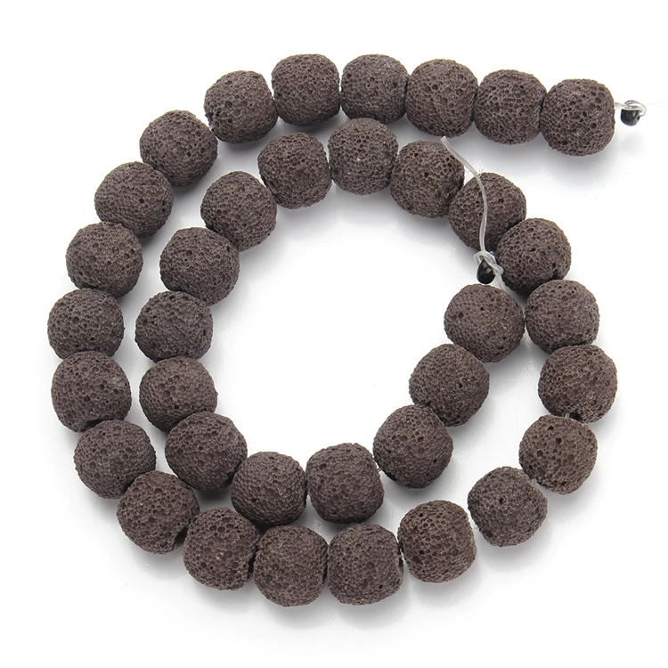 

brown round lava stone beads for jewelry making natural volcanic lava rock loose gemstone