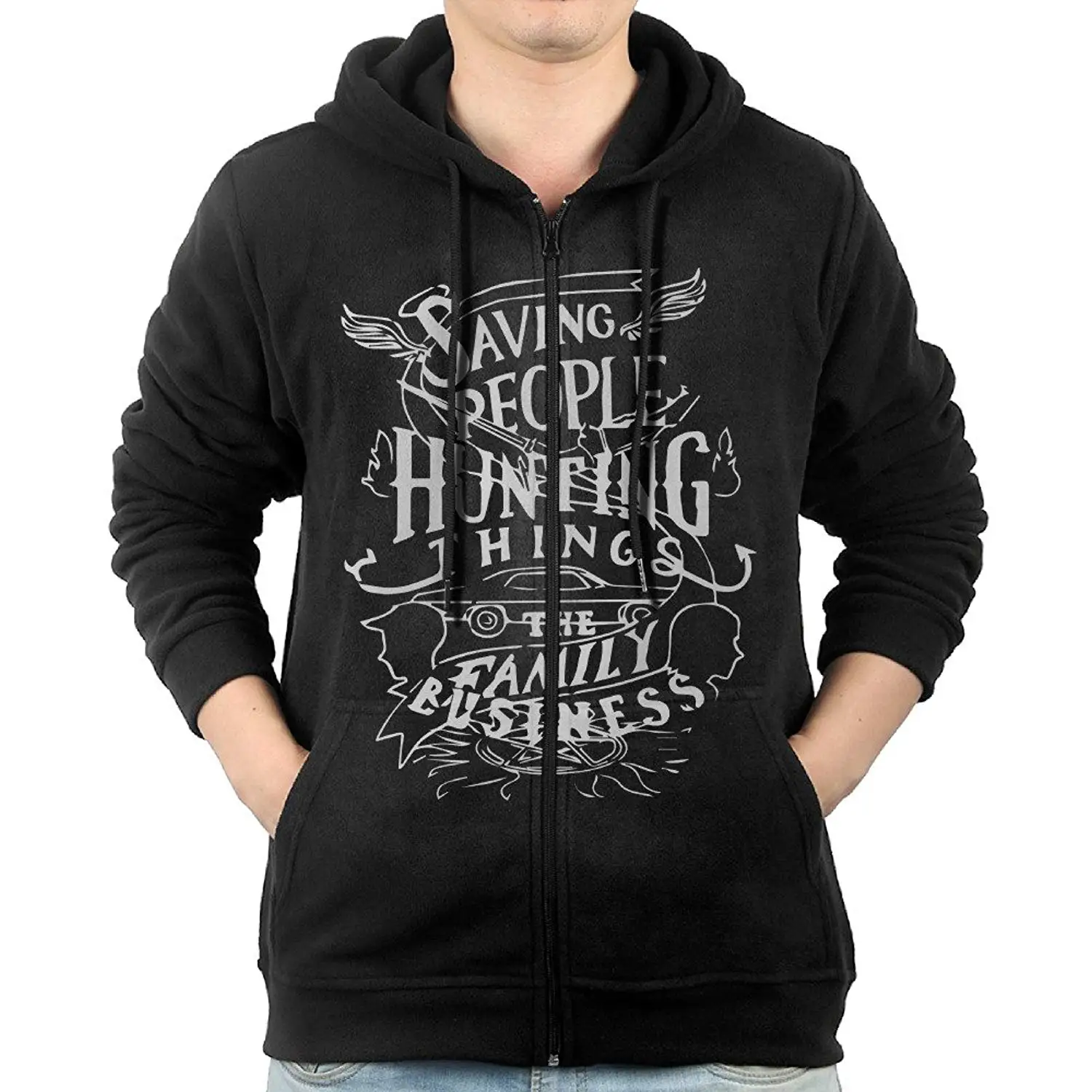 supernatural zip up hoodie