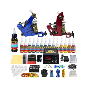Solong Complete Accessories Body Art 14 Colors 2 Guns Tattoo kits pro 2
