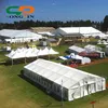 Expo dome tents 15x40m with white plain walls and french windows walls