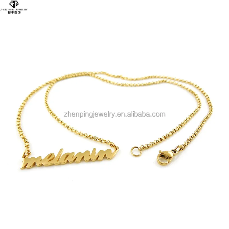 Hot melanin themed stainless steel custom name design gold necklace for black