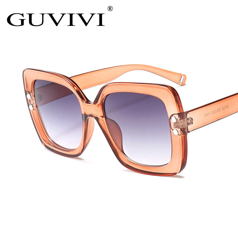

GUVIVI Odm sunglasses logo mirror fashion Italy design ce sunglasses oversize square Sunglasses lens, Gray;silver;pink;brown