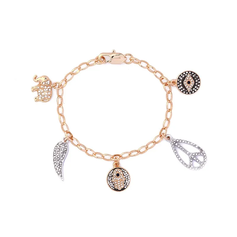 

sl00647 Crystal Elephant Blue Eye Bracelet Pendant