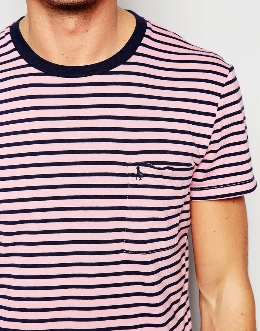 泰国服装供应商定制条纹t恤时尚韩版男t恤领子pocket男子t恤城市服装