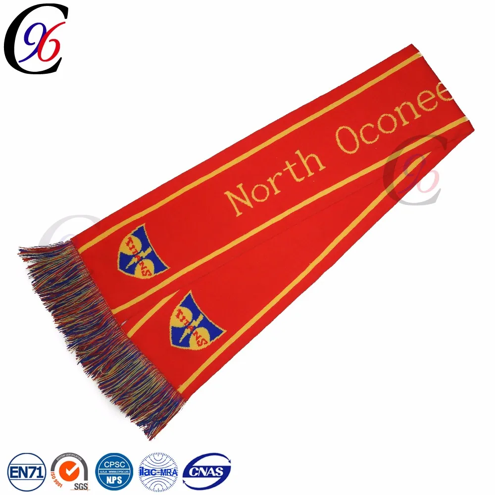 Chengxing wholesale unisex soccer football cheap knitted acrylic printing custom fan embroidered scarf