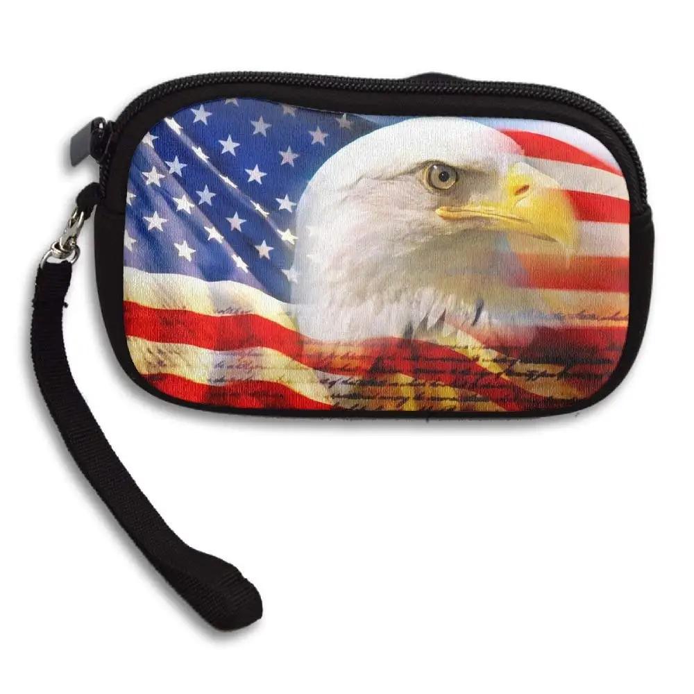 OCKLNT Unisex Clutch Wallet For Woman Ladies -American Flag Eagle Long Purse Bag Men Gentlemen