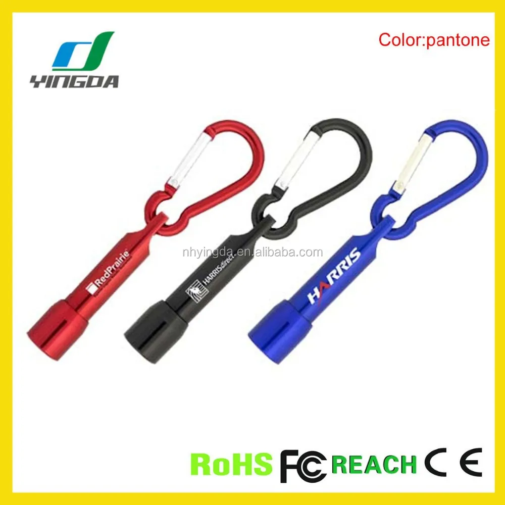 
factory price aluminum mini keychain button batteries promotional 1 led flashlight with carabiner 