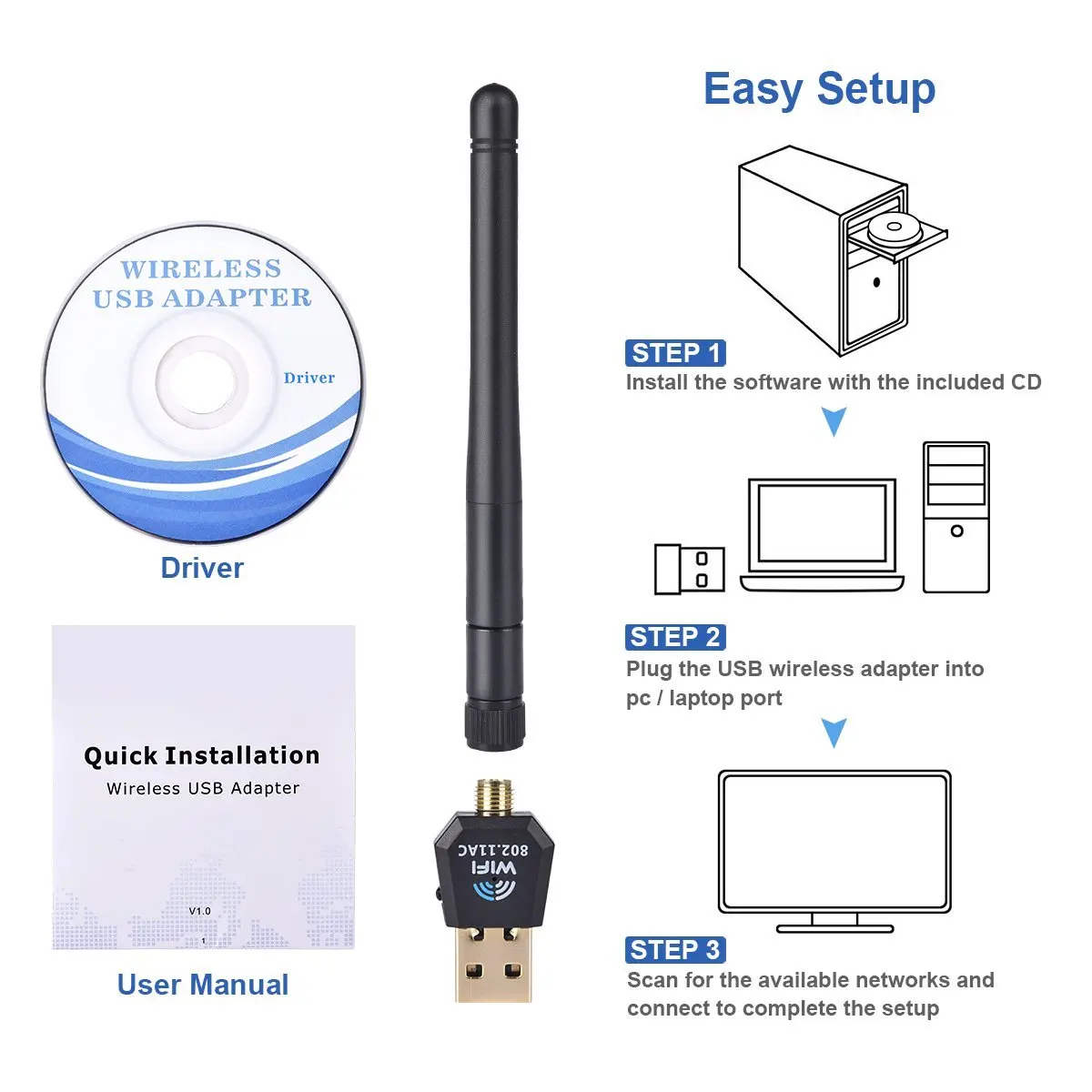 2dbi/5dbi Realtek Rtl8812au Usb Interface Type 802.11ac Wireless ...
