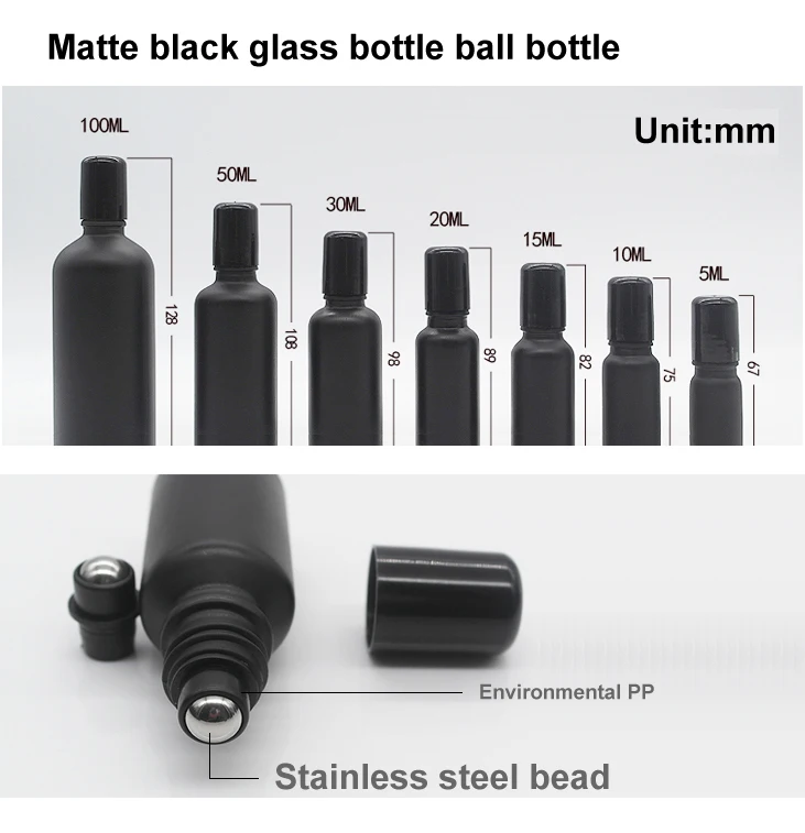 50ml Perfume Essential Oil Spray Matte Black Glass Bottle