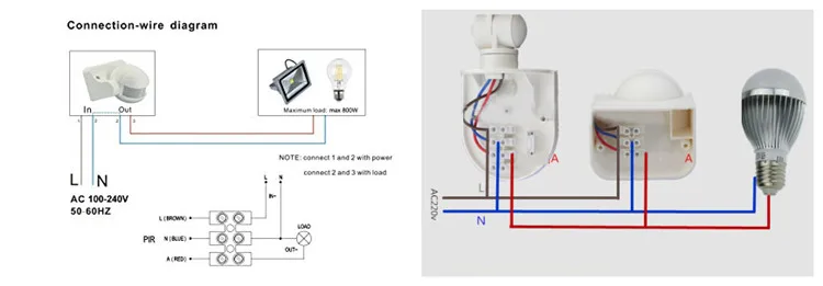 Infrared motion sensor как подключить провода схема подключения к сети