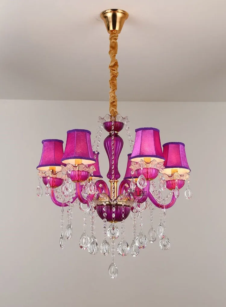 Wholesale red glass candle crystal Lamp Chandelier for Creative Hotel Romantic Cafe Lighting bedroom Internet Bar