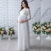 ZH0296X Elegant Lace Chiffon Evening Pregnant Dresses Modest Long Sleeves Maternity Gowns Pregnancy Dress Long Plus Size