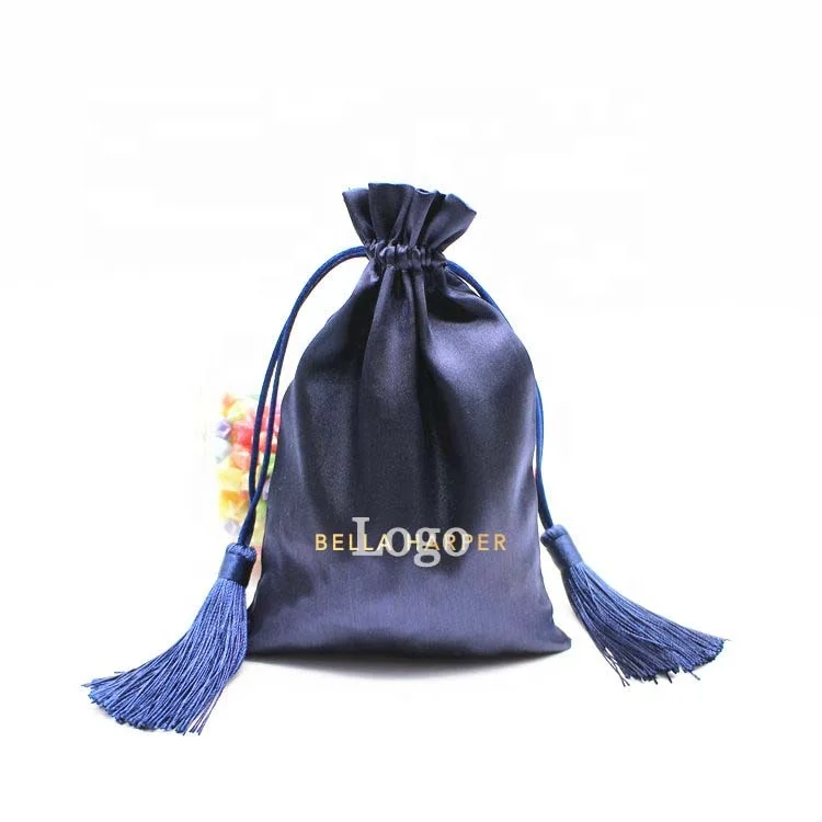 Custom Drawstring Pouch Satin Hair Weave Extension Bags Satin Packing