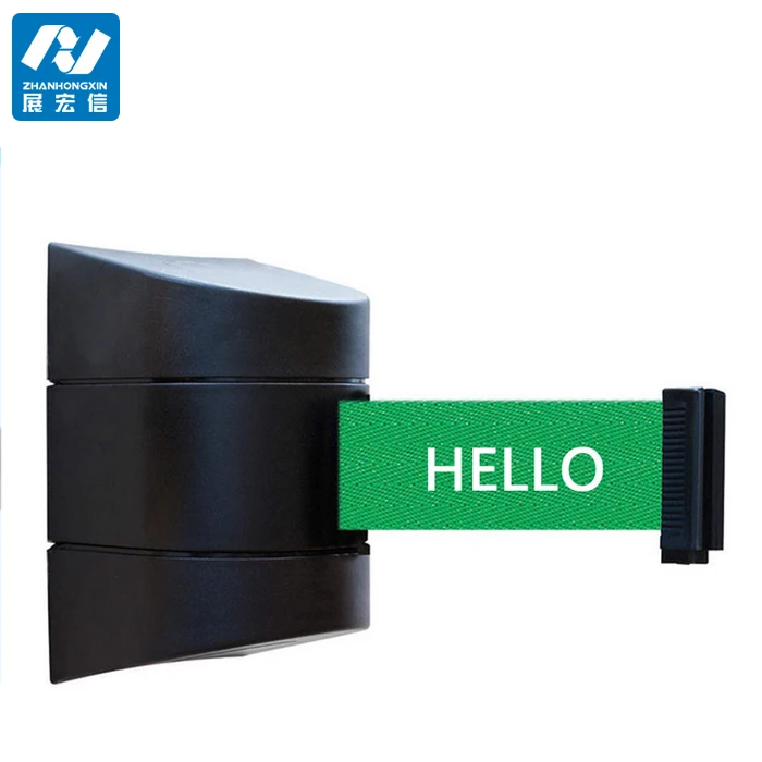 Warehouse wall mount retractable barrier crowd tape retractable belt crowd wall