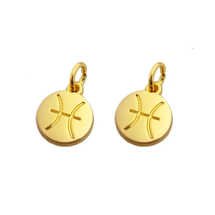 

Factory price engraved mini plated gold logo custom 10 mm hangs charm pendant jewelry tags for necklace