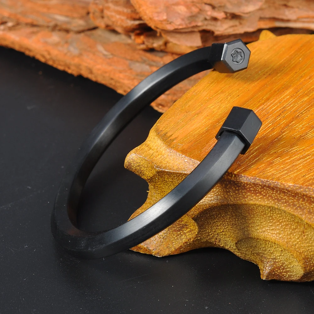 Latest Design Gold Silver Black Stainless Steel Mens Open Cuff Bangle Bracelets