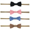 professional factory produce cotton hair bows for hair accessories solid color fabric bow elastic girl