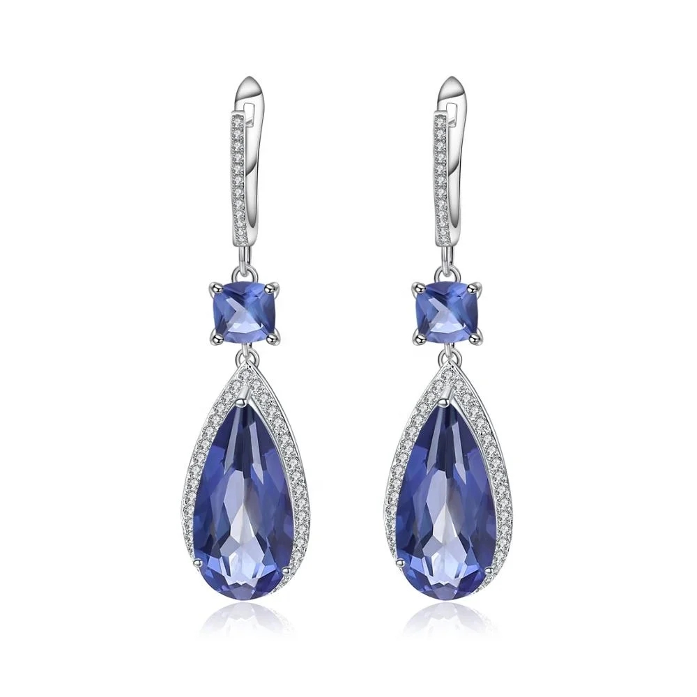 

Abiding Natural Iolite Blue Mystic Quartz Dangle Earrings 925 Sterling Silver Jewelry Water Drop Women Earrings