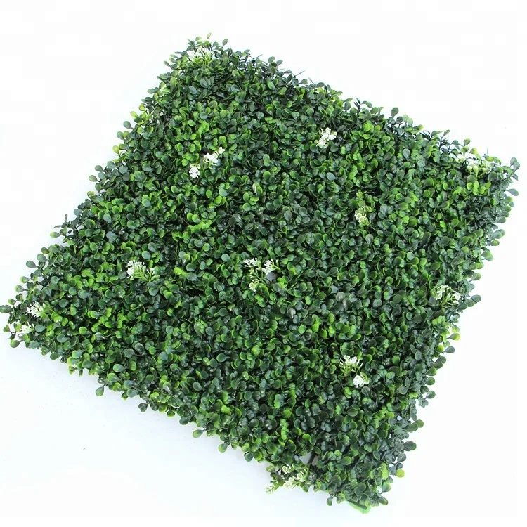 

Faux Laurel Hedge mat Greenery Leaves Fence Privacy Panels Screen artificial grass wall for Indoor Outdoor Wall Decor, Green white