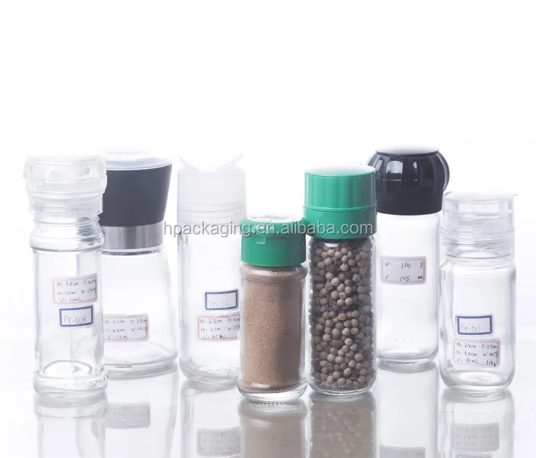 100ml Empty Home Hand Glass Spice / Herb / Pepper Bottle With Grinder