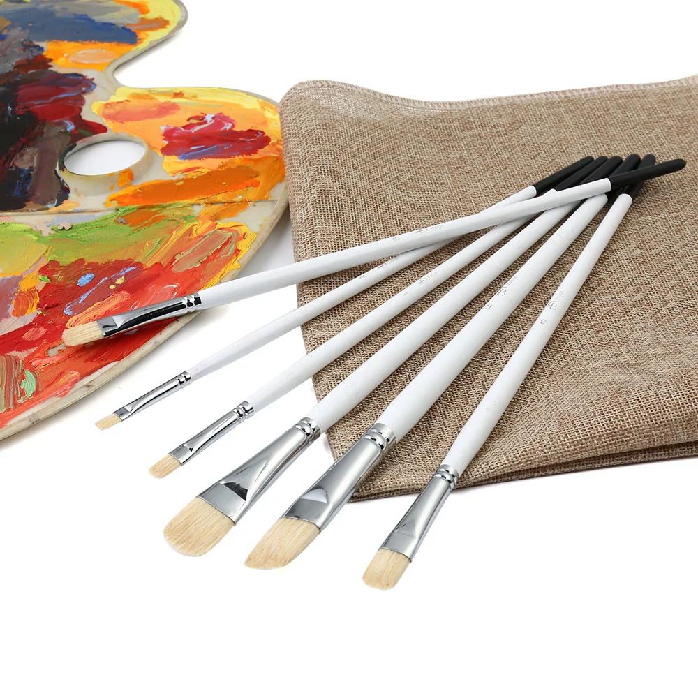 natural chungking bristle hair oil artist paint brush set,long