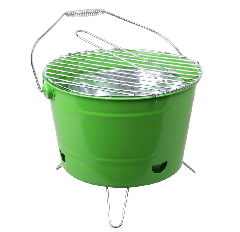 Indoor Or Outdoor Portable Galvanized Bucket Bbq Grill Mini Charcoal