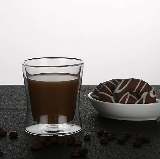 Glass Coffee Cup Heat Resistant Double Wall Glass Cappuccino Latte Cup Mug Handmade Double Wall