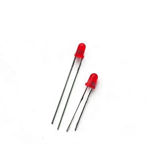 
Factory Free Sample F3 3mm Round Lamp LED Red Diffused Through Hole Light Emitting Diode Lighting Source Beads Chip RoHS Pb Free 