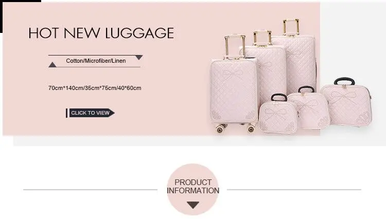 Customized Logo Print Luggage Sets 20" 24'' 28'' PU Trolley Soft Shell Travel Bag Suitcase