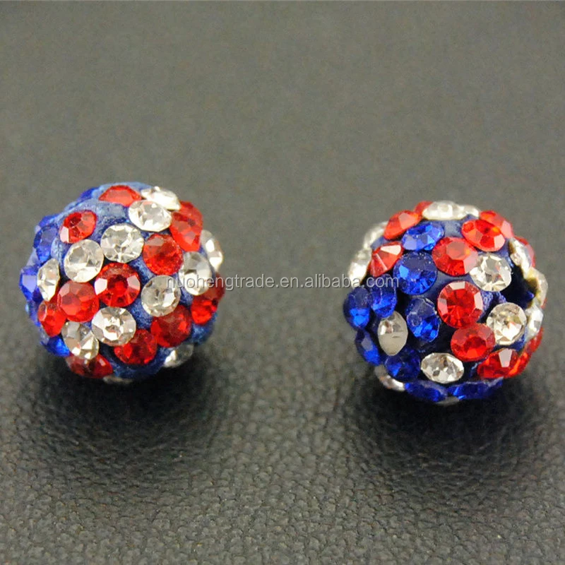 

YiWu Wholesale  American Flag disco Ball Diamond Pave CZ Crystal spacer beads
