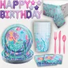 Factory Custom Mermaid Party Supplies Mermaid Themed Birthday Party Tableware Kit For 16 Guests