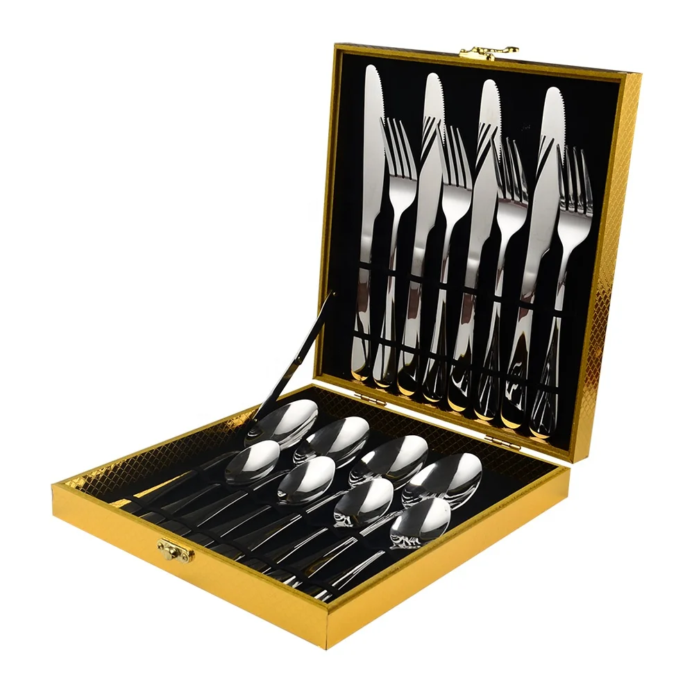 Wholesale high quality custom mirror polish multiple styles spoons forks knives stainless steel cutlery set