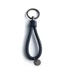 Hot-selling metal automobile leather rope Pu knitted leather key chain, customized leather rope key chain