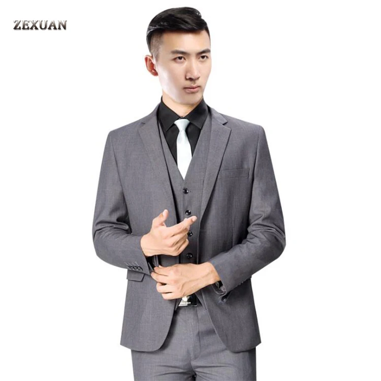32usd include coat and pants Tuxedo suits grey office awesome business man suit handsome formal wear
